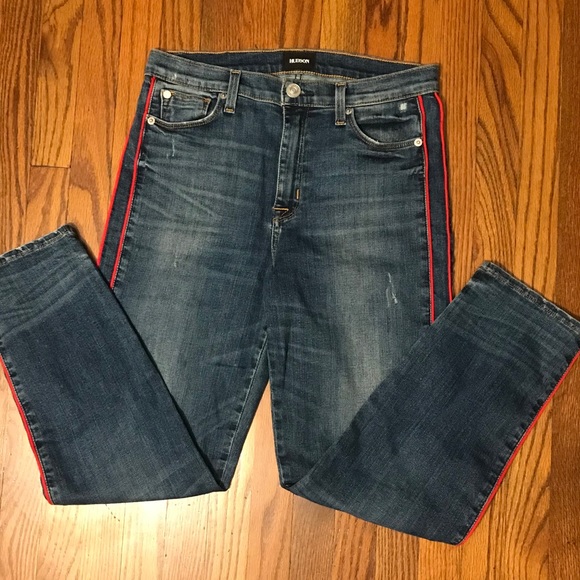 Hudson Zoey High Rise Red Tuxedo stripes Jeans 27 - Picture 12 of 16